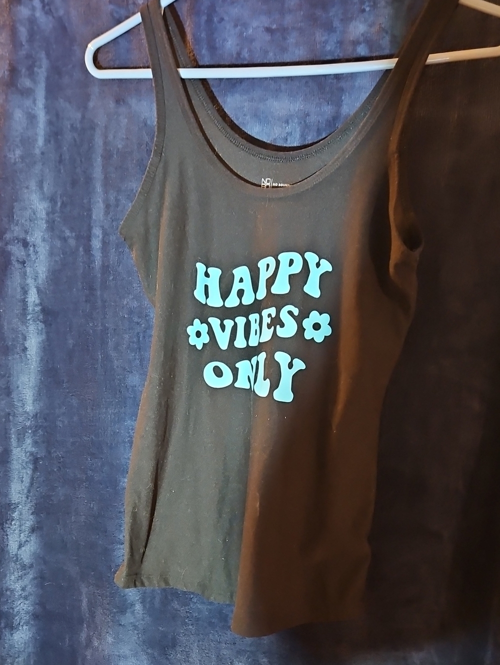 No Boundaries Black Tank Top with Aqua Blue Graphic